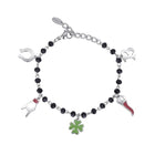 Bracciale Donna 2Jewels 232050 Acciaio Sfere Vetro Nero Charm Portafortuna