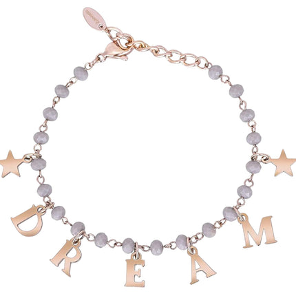 Bracciale Donna 2Jewels Acciaio Rosato Scritta Dream Sfere Vetro 232052