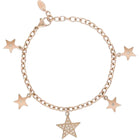 Bracciale Donna 2Jewels 232233 Acciaio Rosato Stelle Cristalli Pave Regolabile
