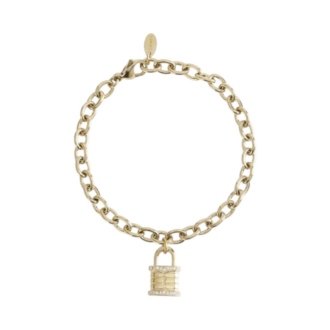 Bracciale Donna 2JEWELS Acciaio Dorato Ciondolo Lucchetto 19cm 232282