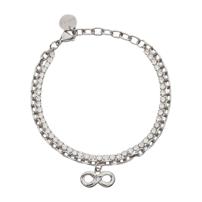 Bracciale Tennis Donna 2Jewels Acciaio Doppio Filo Cristalli Infinito 232314