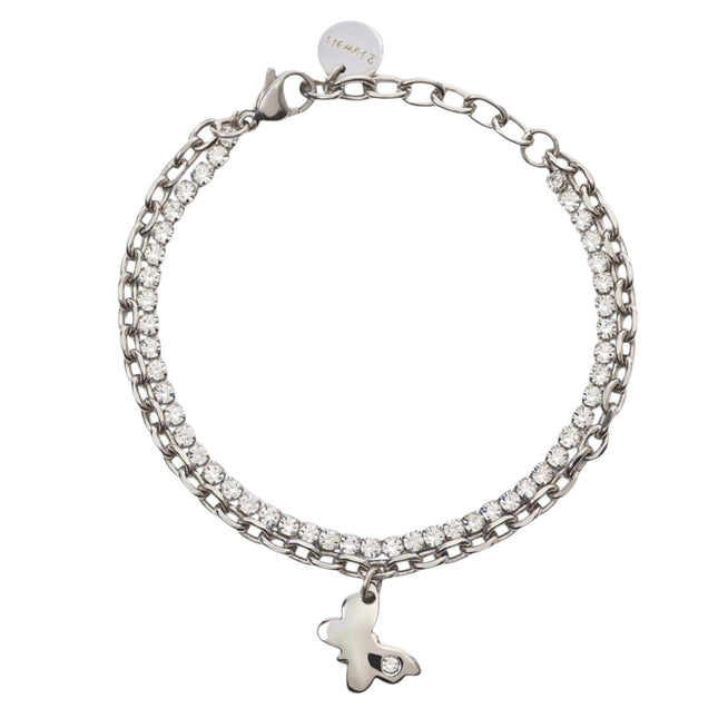 Bracciale Donna 2JEWELS Acciaio Tennis Cristalli Farfalla 232315