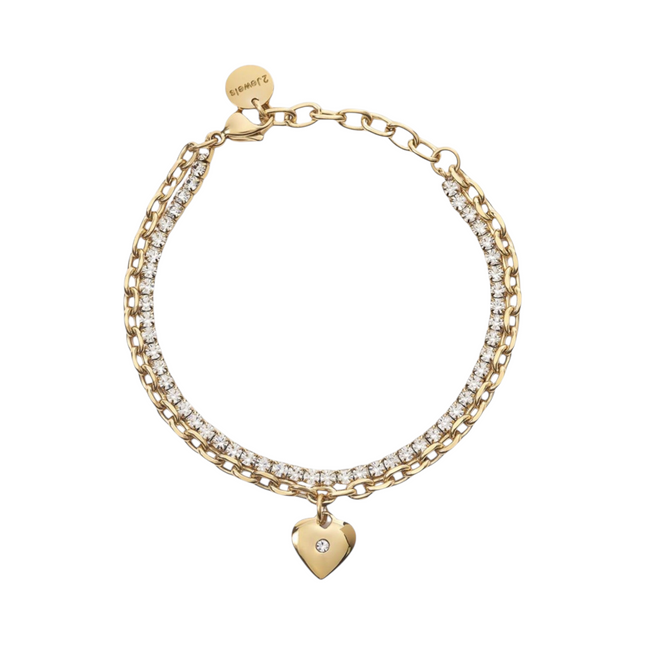 Bracciale Donna Acciaio 316L Gold 2Jewels Doppio Filo con Cuore 232317