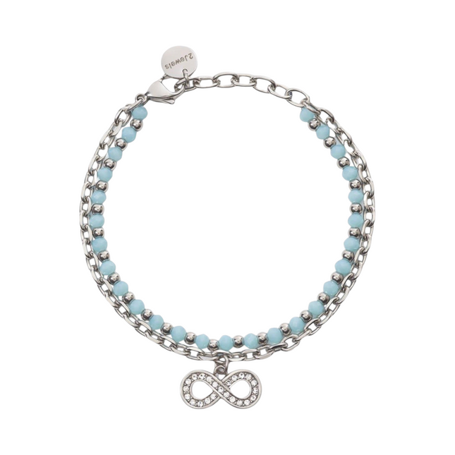 Bracciale Donna 2Jewels Acciaio Doppio Filo Turchese Infinito 232320