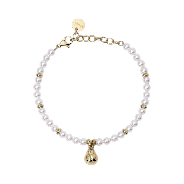 Bracciale Donna 2JEWELS Perle Acciaio Dorato Coccinella Portafortuna 232340