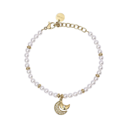 Bracciale Donna 2JEWELS 232341 Perle PVD Gold Mezzaluna Cristalli