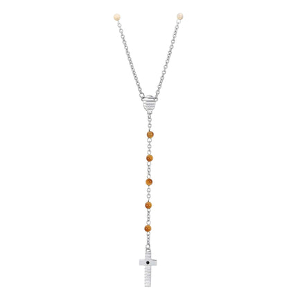Collana Rosario Unisex 2Jewels Acciaio Grani Occhio di Tigre Croce 251579