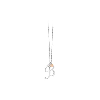 2jewels Collana Iniziale Lettera Nome con Cuore e Perla - Acciaio Argento Donna