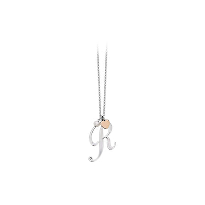 2jewels Collana Iniziale Lettera Nome con Cuore e Perla - Acciaio Argento Donna