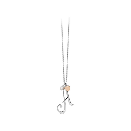 Collana Donna 2Jewels Acciaio Iniziale Personalizzata Perla Cuore Rosé 45cm 251619