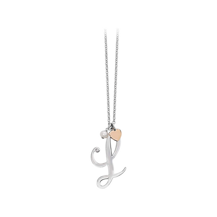 Collana Donna 2Jewels Acciaio Iniziale Personalizzata Perla Cuore Rosé 45cm 251619