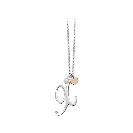 Collana Donna 2Jewels Acciaio Iniziale Personalizzata Perla Cuore Rosé 45cm 251619