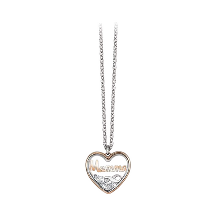 Collana Donna 2Jewels 251641 Acciaio Cuore Scritta Mamma Zirconi Idea Regalo