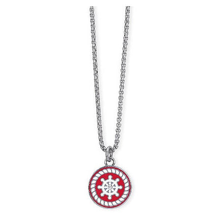 Collana Unisex 2Jewels 251666 Acciaio Ciondolo Timone Smalto Rosso Nautico
