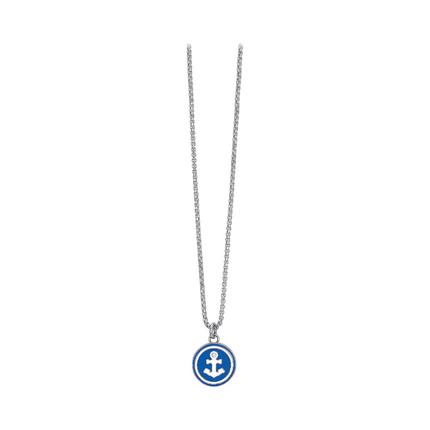 Collana Uomo 2Jewels Acciaio Ciondolo Ancora Smalto Azzurro Cristallo 251668