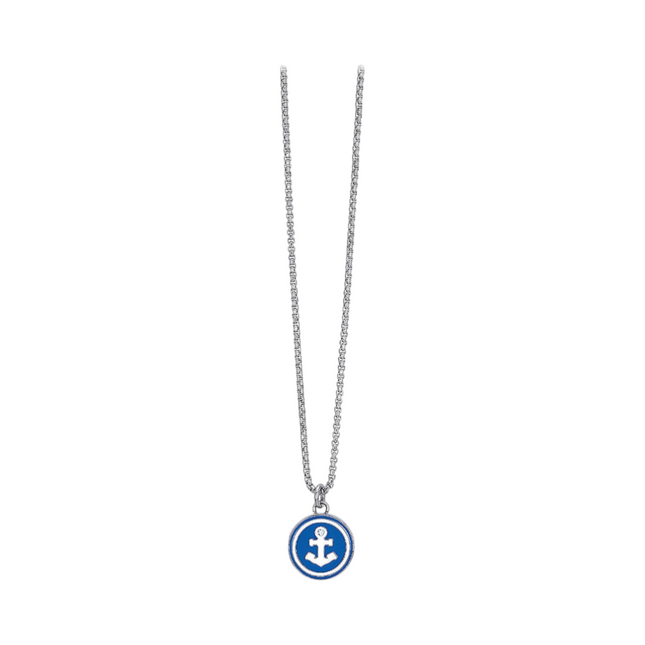 Collana Uomo 2JEWELS Acciaio Ciondolo Ancora Smalto Azzurro Cristallo 251668