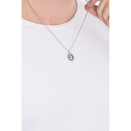 Collana Uomo 2Jewels Acciaio Ciondolo Ancora Smalto Azzurro Cristallo 251668