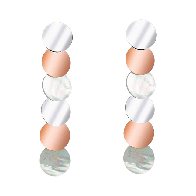 Orecchini Pendenti Donna Acciaio Oro Rosa e Madreperla 2Jewels