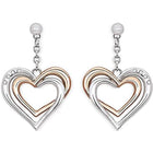 Orecchini Donna 2Jewels Acciaio Pendenti Cuore Bicolore Cristalli Bianchi 5cm