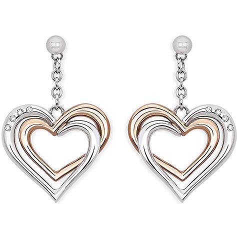2JEWELS ORECCHINI PENDENTI IN ACCIAIO A FORMA DI CUORE CON CRISTALLI 261243