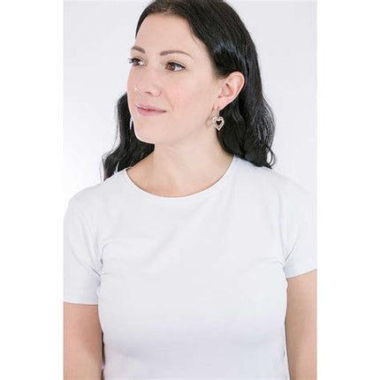Orecchini Donna 2Jewels Acciaio Pendenti Cuore Bicolore Cristalli Bianchi 5cm