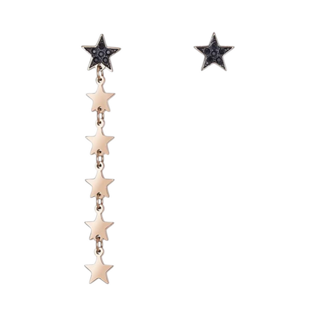 Orecchini 2JEWELS Donna Acciaio Rosé Cristalli Neri Stella 261270