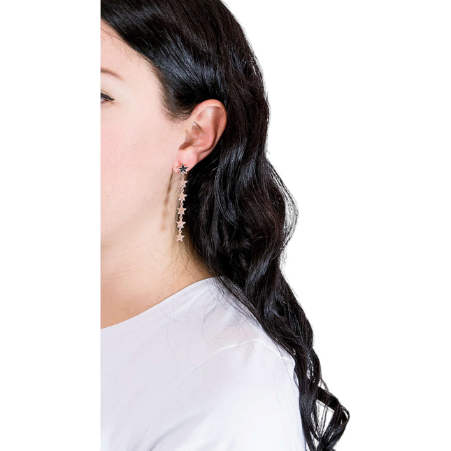 Orecchini 2JEWELS Donna Acciaio Rosé Cristalli Neri Stella 261270