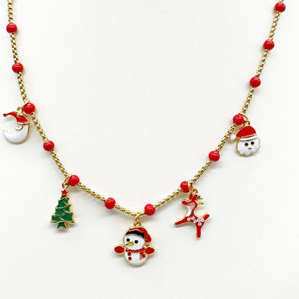 Collana Donna Natale Acciaio Ciondoli Albero Stella Fiocco Neve Regalo