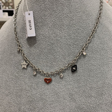 Collana Donna Liu Jo LJ1648 Acciaio Argento Ciondoli Cristalli 40cm