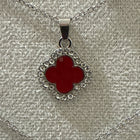 Collana Donna Acciaio Quadrifoglio Cristalli Oro Argento Portafortuna