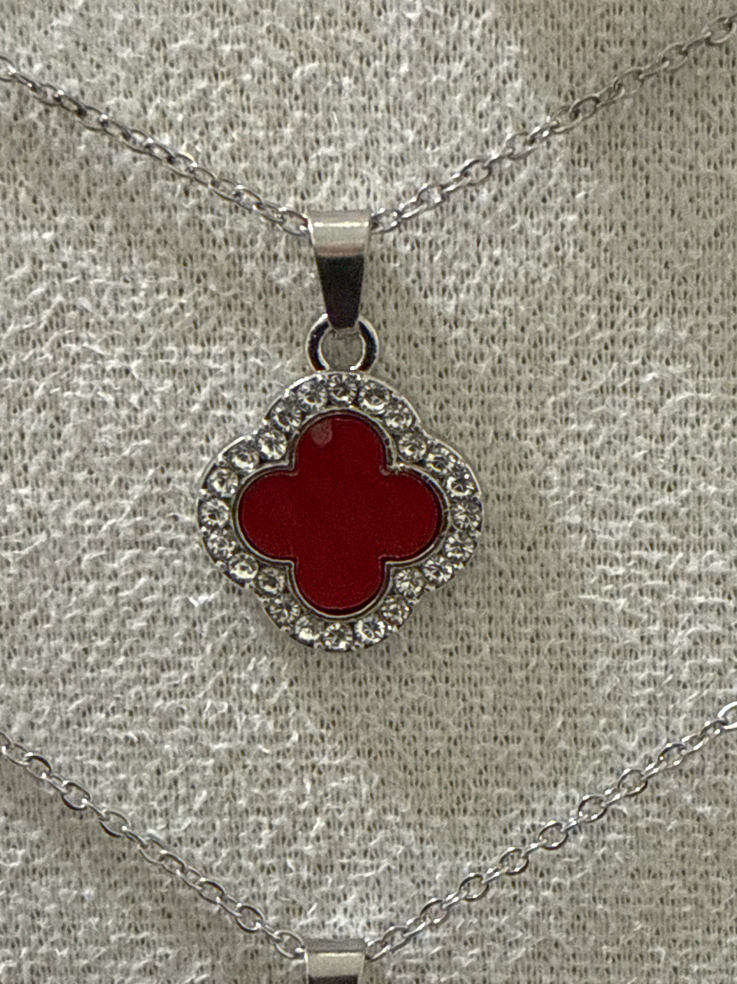 Collana donna  Acciaio quadrifoglio con cristalli colori vari oro/argento elegante