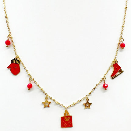 Collana Donna Natalizia Acciaio Inox Oro Pendente Regalo Albero Natale