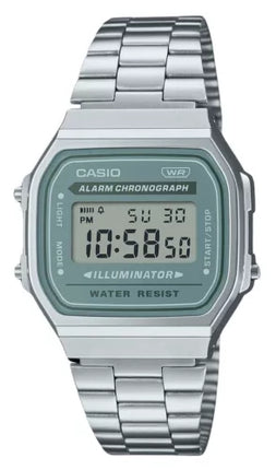 Orologio Casio A168WA-3AYES digitale vintage verde brillante acciaio anni 80 retrò

