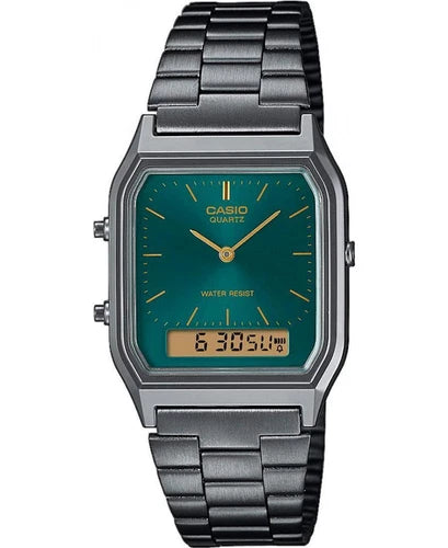 CASIO Orologio Analogico Digitale Quarzo Vintage Quadrante Verde AQ-230EGG-3AEF