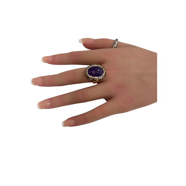 Anello Donna Shelly Rame Pietra Colorata Strass Vintage Regolabile 3 Colori