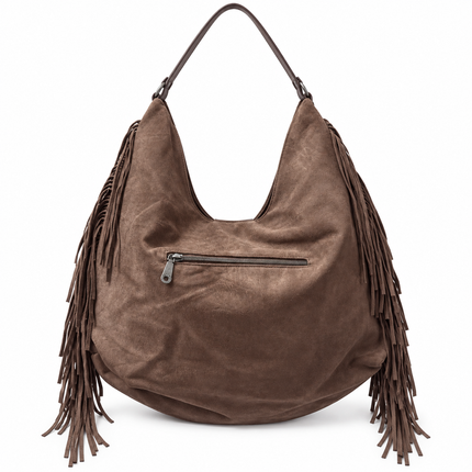 Borsa Enrico Coveri con Frange Donna Camoscio Marrone A Spalla Nappina