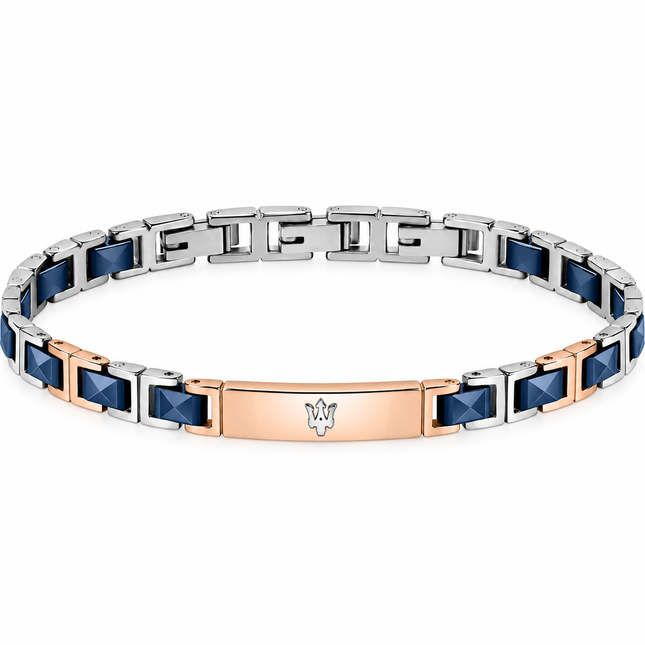 Bracciale Maserati uomo bicolore da 22 cm vista completa