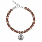 Bracciale 2Jewels con perline marroni, elementi in acciaio e medaglia Buddha