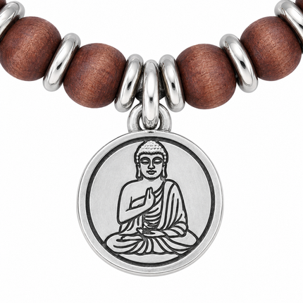 ettaglio della medaglia con Buddha incisa del bracciale 2Jewels