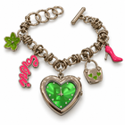 Orologio bracciale donna con quadrante verde a cuore e charm colorati