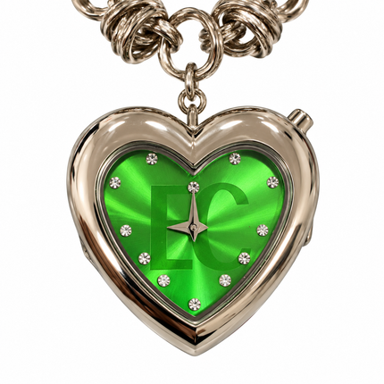 Orologio bracciale a cuore verde con charm Love scarpa fiore e borsa