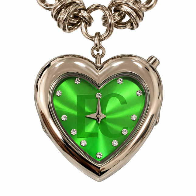 Orologio bracciale a cuore verde con charm Love scarpa fiore e borsa