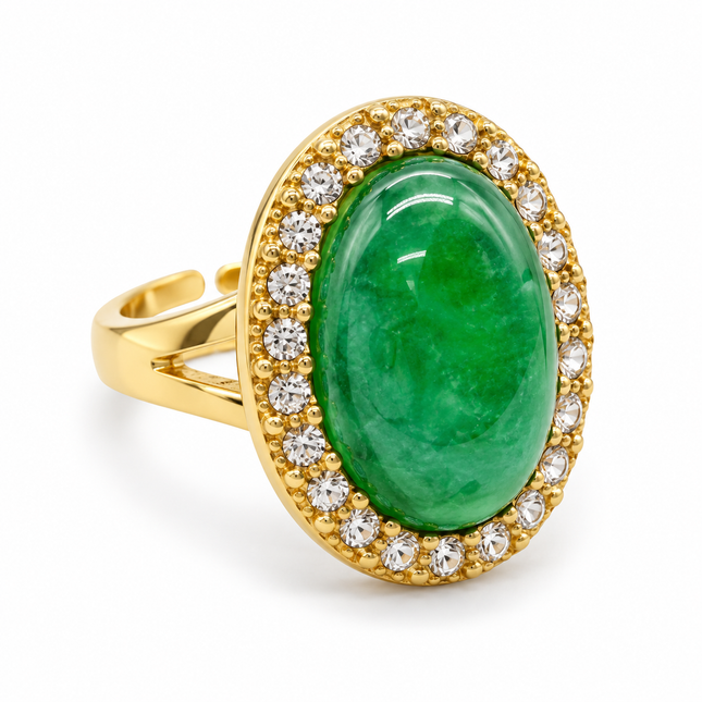 Anello donna Shelly in rame dorato con pietra colorata e strass