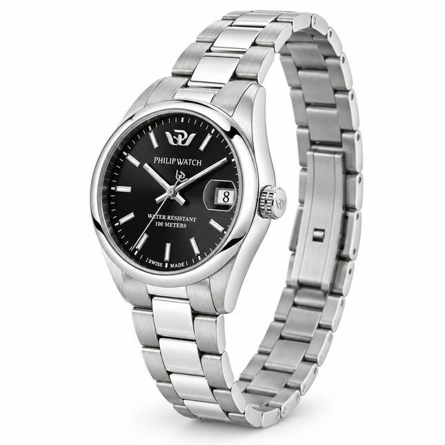 Philip Watch Caribe Swiss Made vista prospettica con datario