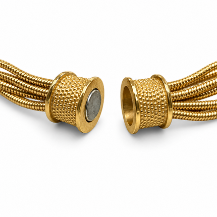 Chiusura magnetica bracciale donna multifilo in acciaio dorato