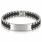 Bracciale uomo in acciaio bicolore argento e antracite da 19 cm