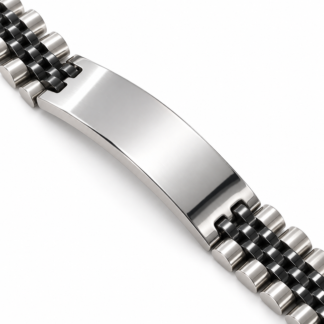 Dettaglio piattina liscia da 4 cm del bracciale in acciaio bicolore