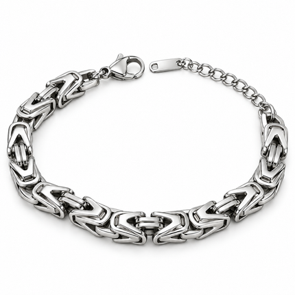 Bracciale uomo Shelly in acciaio con maglia geometrica argentata
