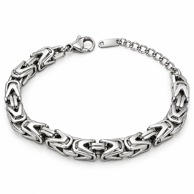 Bracciale uomo Shelly in acciaio con maglia geometrica argentata
