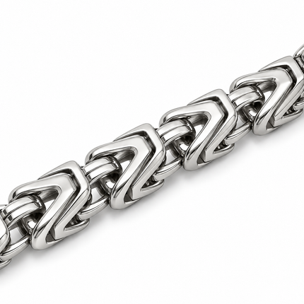Dettaglio maglia intrecciata del bracciale uomo Shelly in acciaio